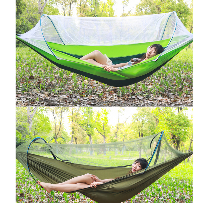 2 Person Portable Outdoor Mosquito Parachute Hammock - Blue Force Sports