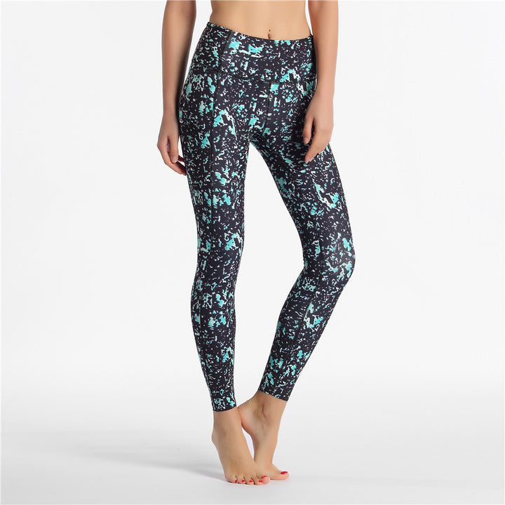 Printed stretch yoga trousers sweatpants - Blue Force Sports