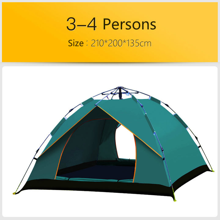 Automatic Hexagonal Tent Multi-Person Double-Layer Outdoor Camping Rain Tent - Blue Force Sports