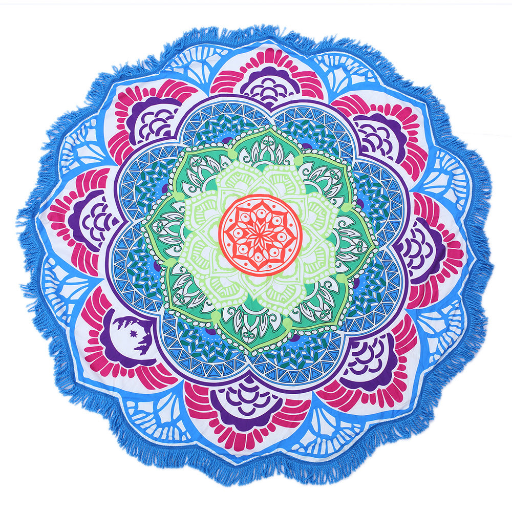 Round Printed Bath Towel Beach Towel Yoga Mat - Blue Force Sports