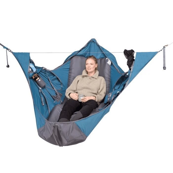 Flat Sleep Hammock Tent With Bug Net And Suspension Kit Outdoor Camp Super Long Camping Portable Hammock - Blue Force Sports