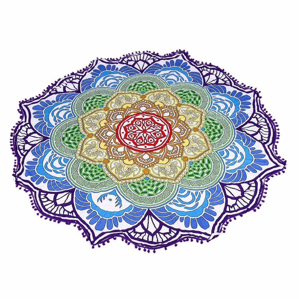 Round Printed Bath Towel Beach Towel Yoga Mat - Blue Force Sports