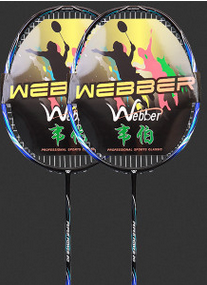 Weber Carbon Fiber Badminton Racket Double Shot Single Shot Durable Feather Shot - Blue Force Sports