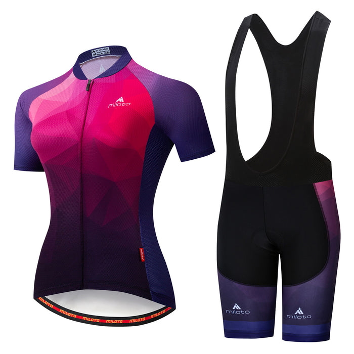 Cycling Wear Strap Short Sleeve Suit Wicking Breathable Bicycle Breathable Thin Section - Blue Force Sports