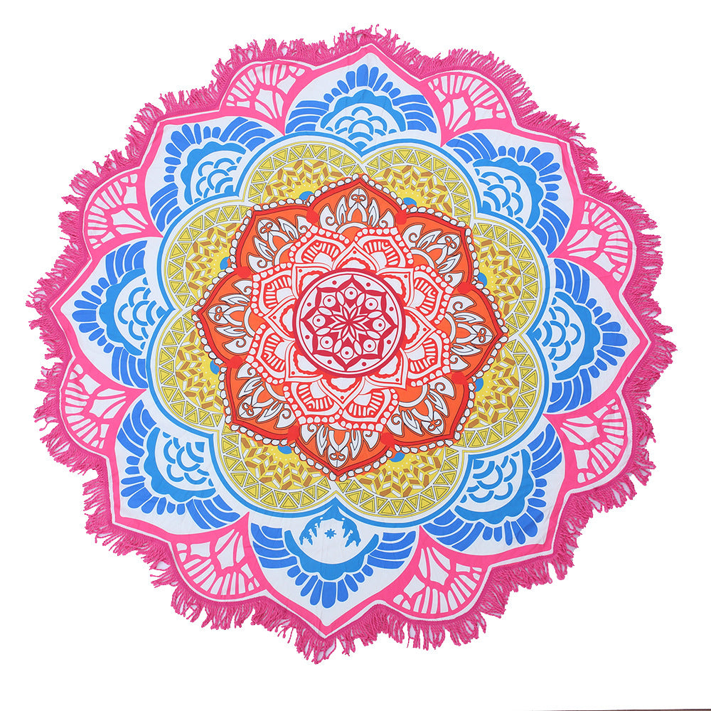 Round Printed Bath Towel Beach Towel Yoga Mat - Blue Force Sports