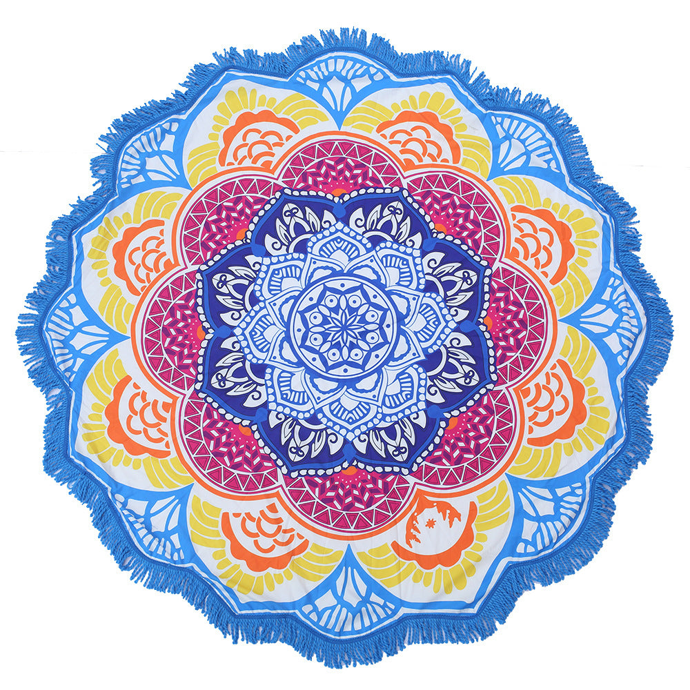 Round Printed Bath Towel Beach Towel Yoga Mat - Blue Force Sports