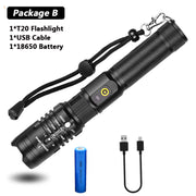 Super Bright Flashlight Zoomable USB Rechargeable Electric Torch 5 Modes Torch Outdoor Fishing Waterproof - Blue Force Sports