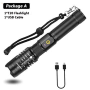Super Bright Flashlight Zoomable USB Rechargeable Electric Torch 5 Modes Torch Outdoor Fishing Waterproof - Blue Force Sports
