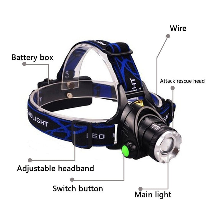 Adjust Telescopic Fishing Strong Light Zoom Headlight Outdoor Fishing Headlight - Blue Force Sports