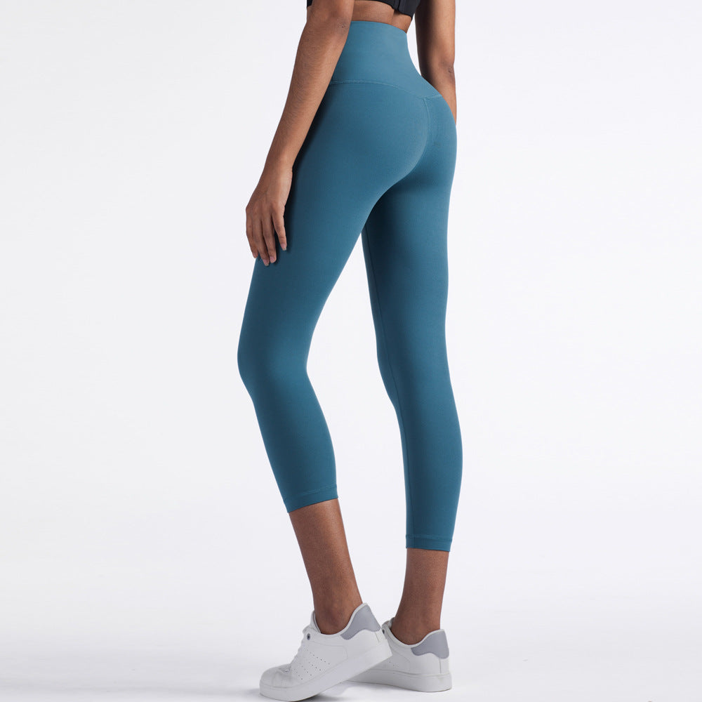 Yoga Pants Women's High-Waisted Abdomen And Hips Cropped Fitness Pants - Blue Force Sports