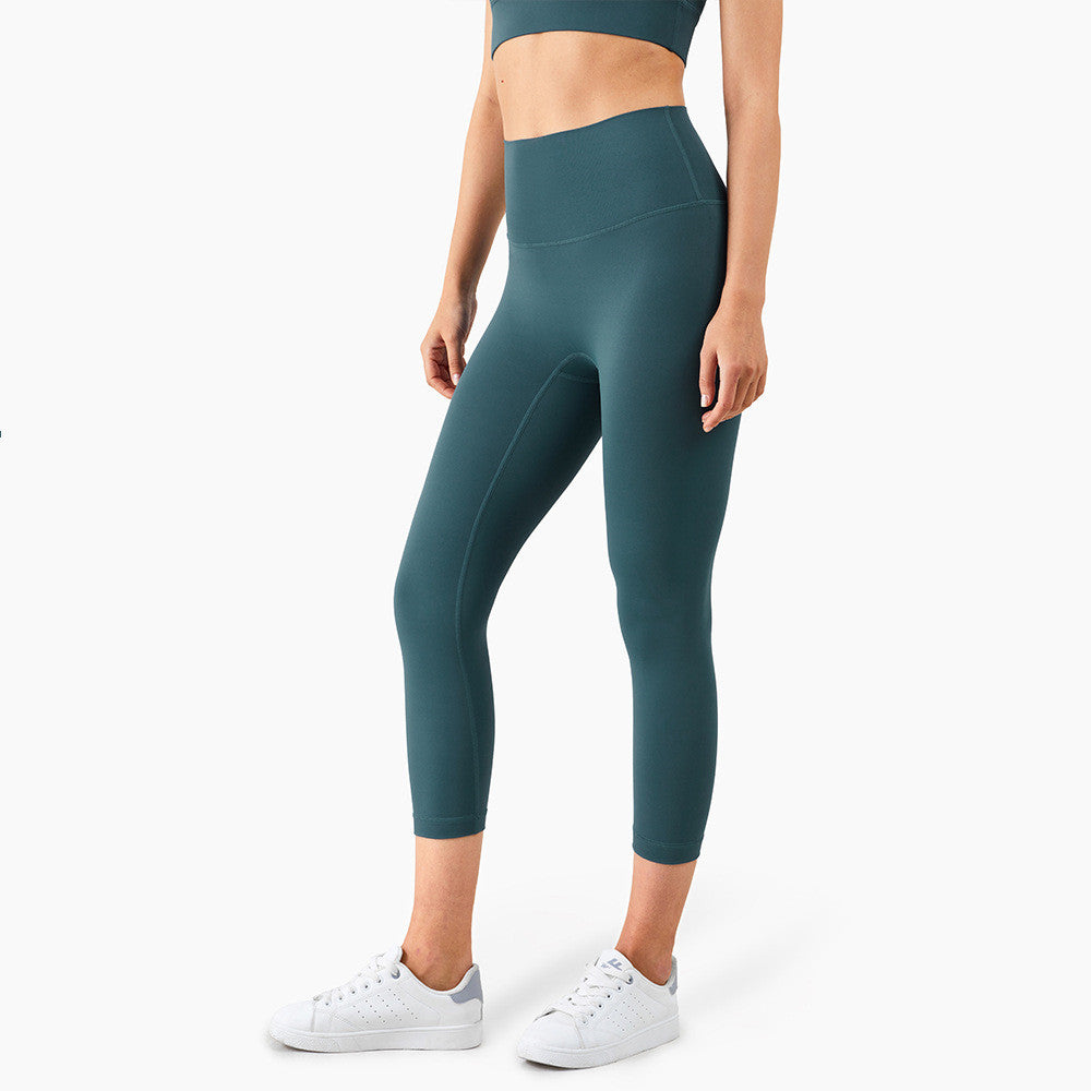 Yoga Pants Women's High-Waisted Abdomen And Hips Cropped Fitness Pants - Blue Force Sports