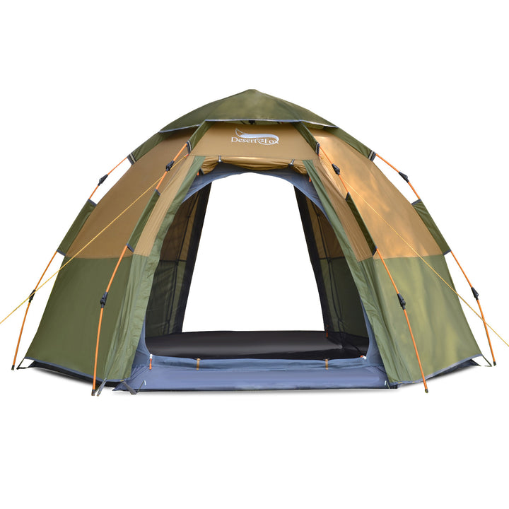 Automatic Hexagonal Tent Multi-Person Double-Layer Outdoor Camping Rain Tent - Blue Force Sports