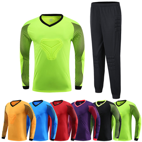 Football Goalkeeper Clothing Suit Thickened Goalkeeper Clothing Goalkeeper Shorts Football Uniform Jersey Gantry Shirt Short Sleeve Long Sleeve - Blue Force Sports