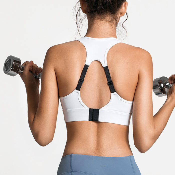 VFU Anti-Sagging Sports Bra Running Shockproof Gathering Stereotype Fitness Vest Professional Underwear Female Bra Spring Summer N - Blue Force Sports