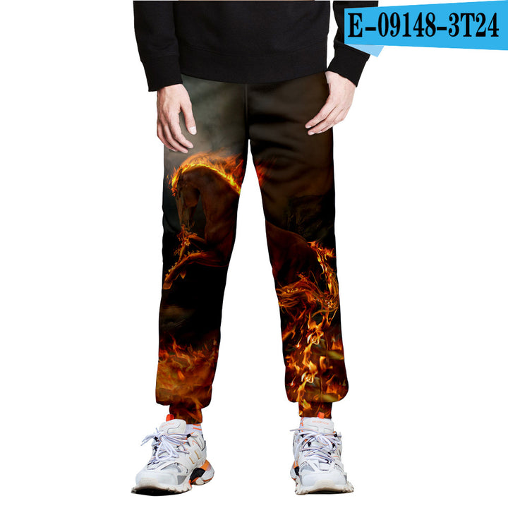 Horse 3D Full-Frame Image Peripheral Digital Printing Fleece Trousers - Blue Force Sports