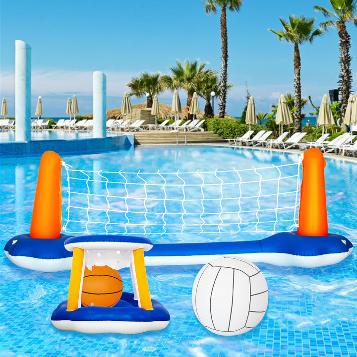 Water Volleyball Rack, Inflatable Basketball, Swimming Pool, Beach Water Games, Water Raft Ball - Blue Force Sports