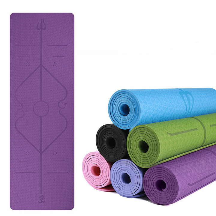 Yoga Mat Two-Color 6Mm Posture Line Yoga Mat Fitness Mat - Blue Force Sports