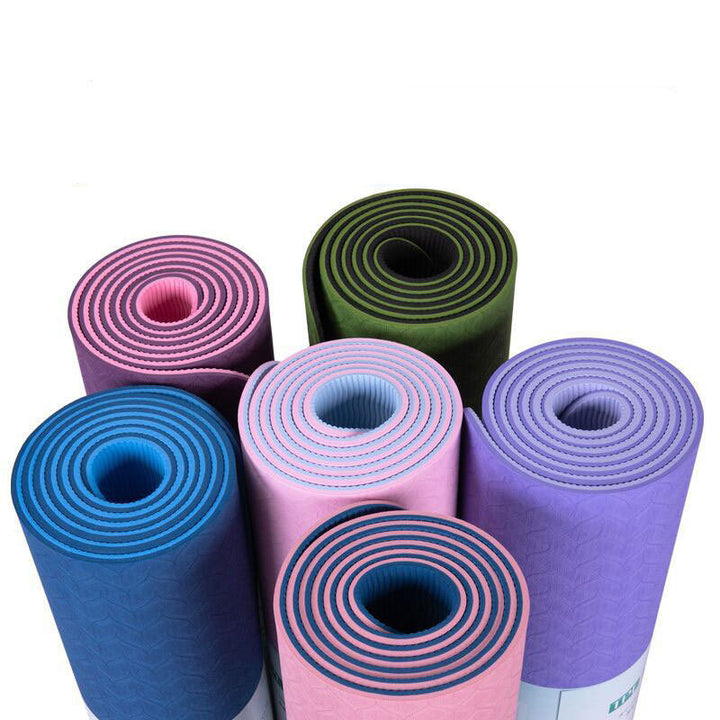 Yoga Mat Two-Color 6Mm Posture Line Yoga Mat Fitness Mat - Blue Force Sports