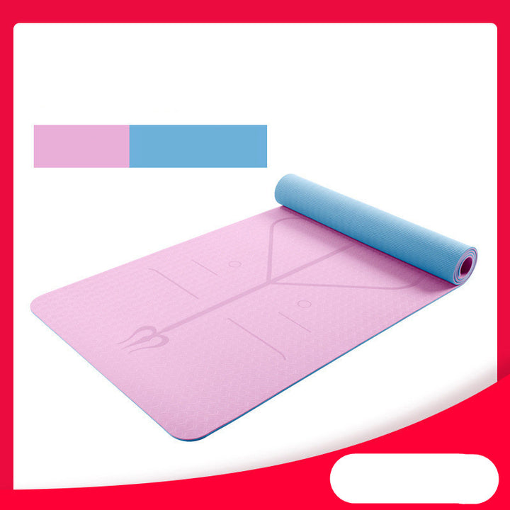 Yoga Mat Two-Color 6Mm Posture Line Yoga Mat Fitness Mat - Blue Force Sports