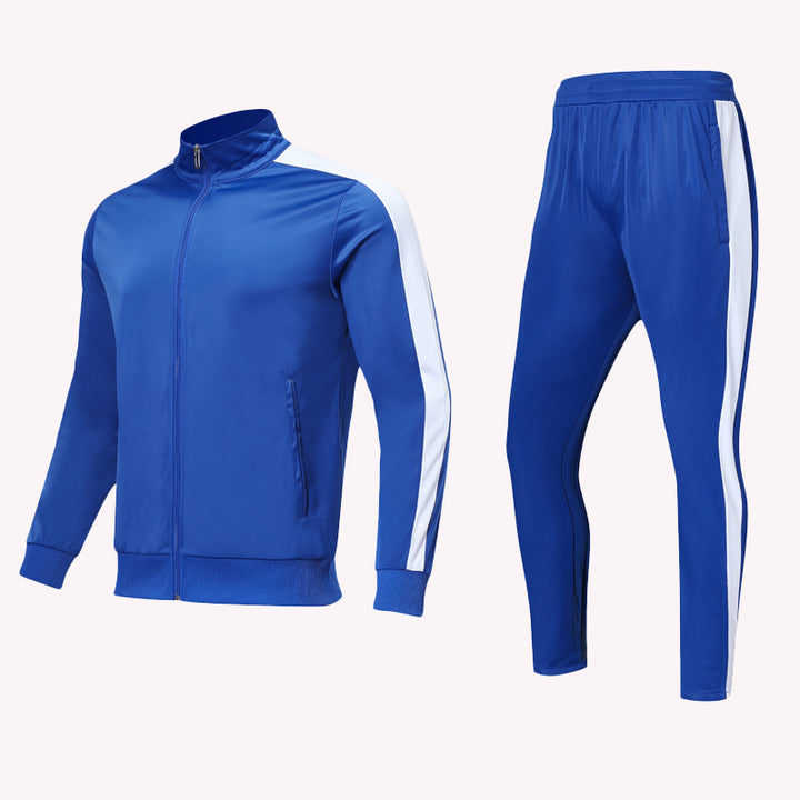 Sports Suit Long-Sleeved Jacket Plus Velvet Two-Piece Casual Morning Jogger Training Sweater Jacket - Blue Force Sports