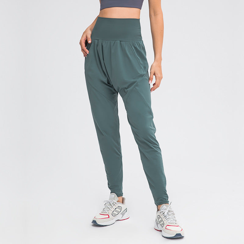 Summer New Outdoor Sports Running Fitness Yoga Pants Lightweight Casual Stretch Nine-Point Harlan Carrot Pants Women - Blue Force Sports