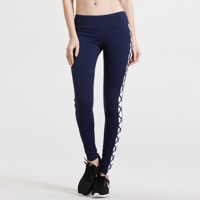 Fitness Trousers Sweatpants Stretch Tights Mid-Waist Yoga Women Quick-Drying Thin - Blue Force Sports