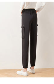 Cargo Pants Elastic High Waist Cropped Trousers Casual Pants - Blue Force Sports