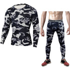 Camouflage Compression Baselayer Set Sports Compression Set Long Sleeve T-Shirt Tights Exercise Clothes Workout Bodysuit Fitness Suits For Men - Blue Force Sports