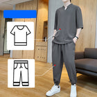 Ice Silk Short-Sleeved T-Shirt Men'S Summer Trend Set With Handsome Clothes Men'S Casual Linen Suit - Blue Force Sports
