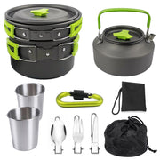 Outdoor Portable Cookware Mess Kit Camping Hiking Picnic - Blue Force Sports