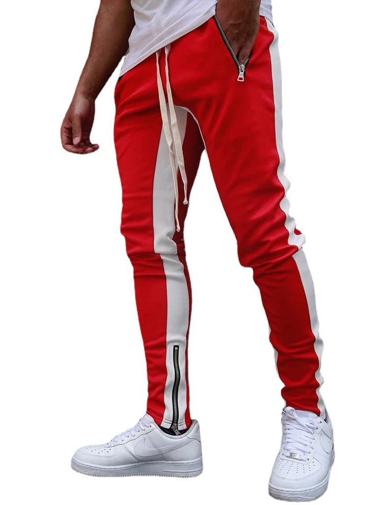 New Casual Pants Stand Alone Wish AliExpress Hot Style Men's Sports Pants Hit Color Cotton Straight-Leg Pants - Blue Force Sports