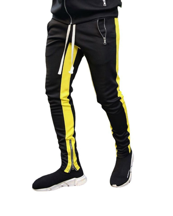 New Casual Pants Stand Alone Wish AliExpress Hot Style Men's Sports Pants Hit Color Cotton Straight-Leg Pants - Blue Force Sports