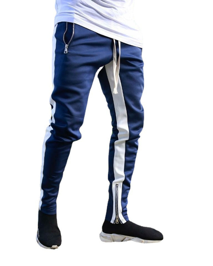 New Casual Pants Stand Alone Wish AliExpress Hot Style Men's Sports Pants Hit Color Cotton Straight-Leg Pants - Blue Force Sports