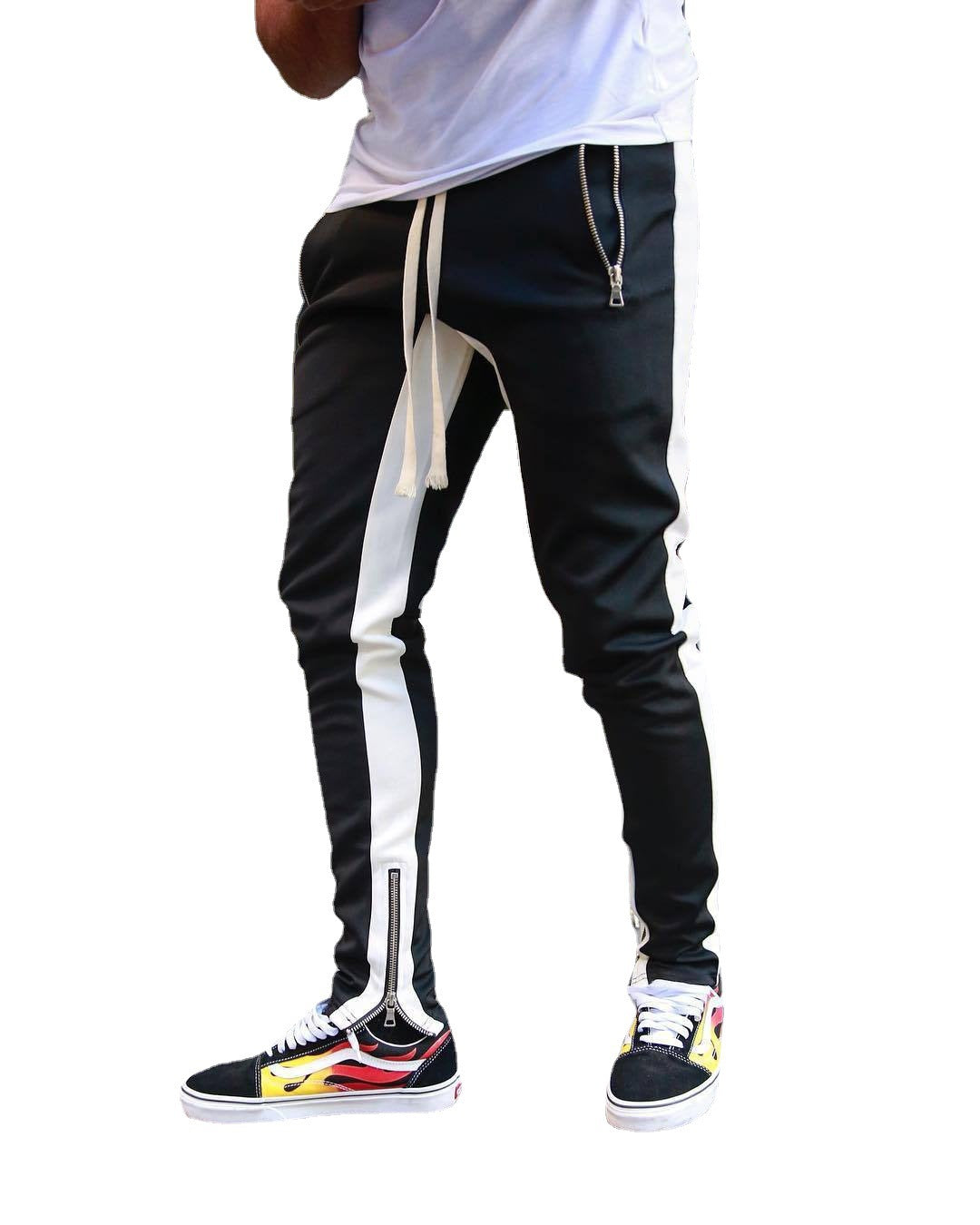 New Casual Pants Stand Alone Wish AliExpress Hot Style Men's Sports Pants Hit Color Cotton Straight-Leg Pants - Blue Force Sports