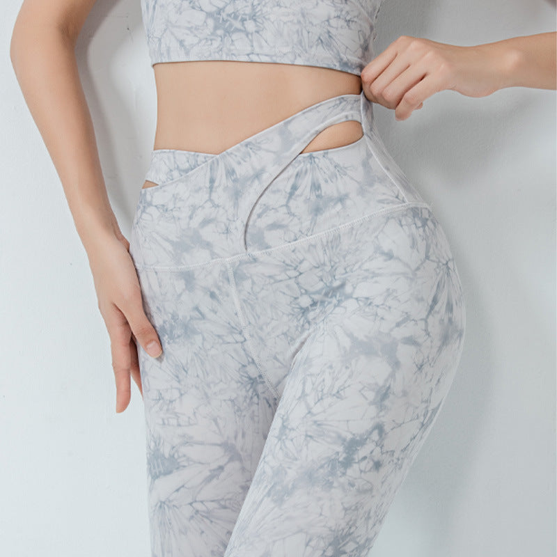 European And American Fashion High Waist Abdomen Training Tight Exercise Fitness Pants - Blue Force Sports
