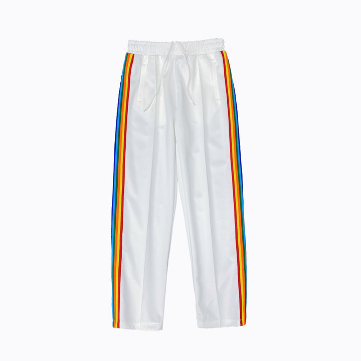 Spring Daily Casual Sports Pants Men And Women Side Zipper Rainbow Striped Long Pants - Blue Force Sports