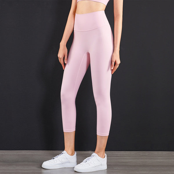 European And American New Lulu Peach Hip Yoga Pants Cross-Border No T-Line High Waist Pocket Cropped Yoga Pants Wholesale In Stock - Blue Force Sports