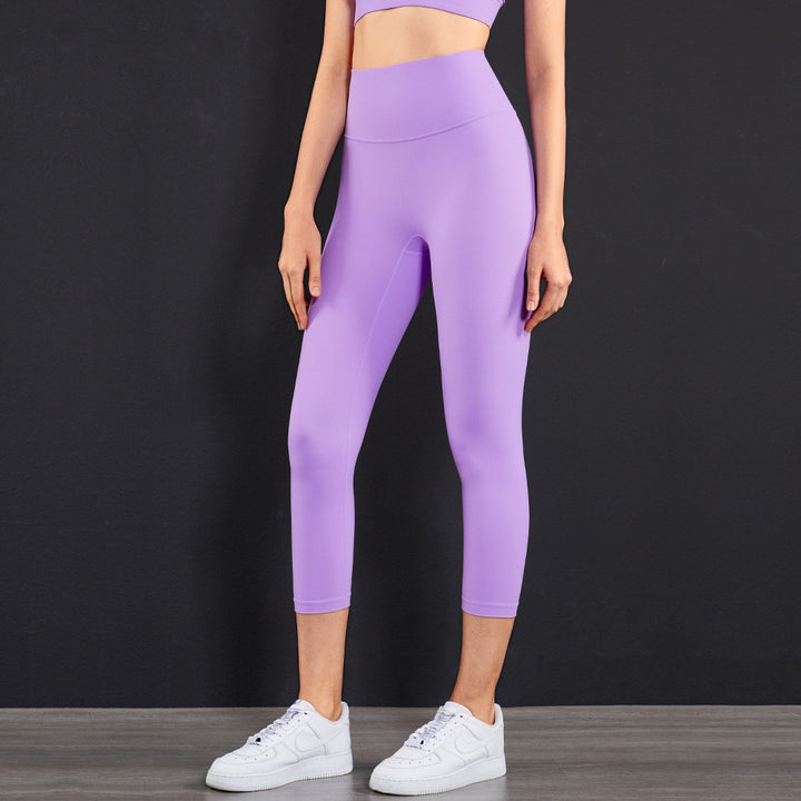 European And American New Lulu Peach Hip Yoga Pants Cross-Border No T-Line High Waist Pocket Cropped Yoga Pants Wholesale In Stock - Blue Force Sports