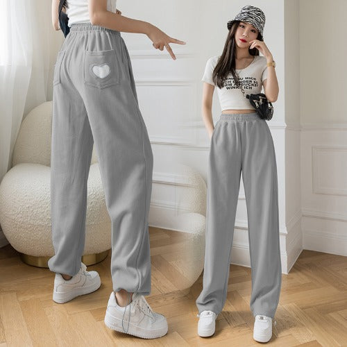Women's Wide Leg Trousers High Waist Drape Love Drawstring Trousers - Blue Force Sports