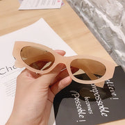 Popular Fashion Kitten Eye Sunglasses Ladies Retro Oval Glasses Men Champagne Tea Sunglasses - Blue Force Sports