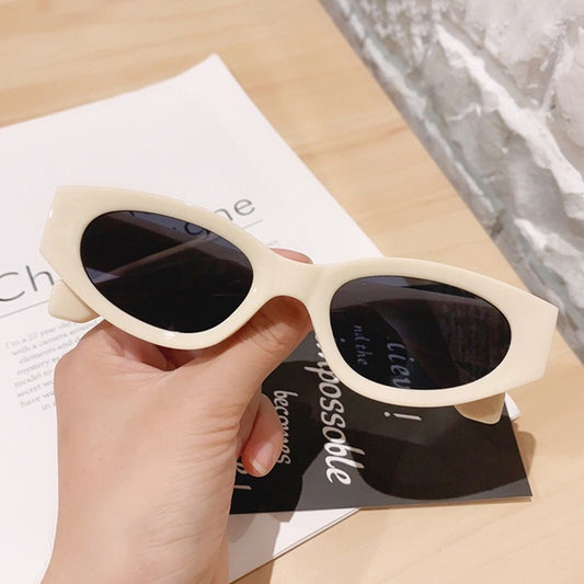Popular Fashion Kitten Eye Sunglasses Ladies Retro Oval Glasses Men Champagne Tea Sunglasses - Blue Force Sports
