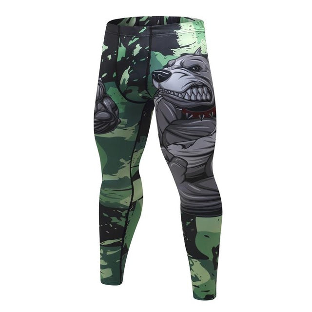 Mens Tracksuit Set D Animal Compression T-Shirt Pants Skin - Blue Force Sports