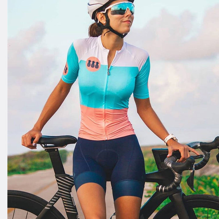 Pineapple Women's Bicycle Short Sleeve Cycling Jersey Suit Cycling Shirt Outdoor Clothing - Blue Force Sports