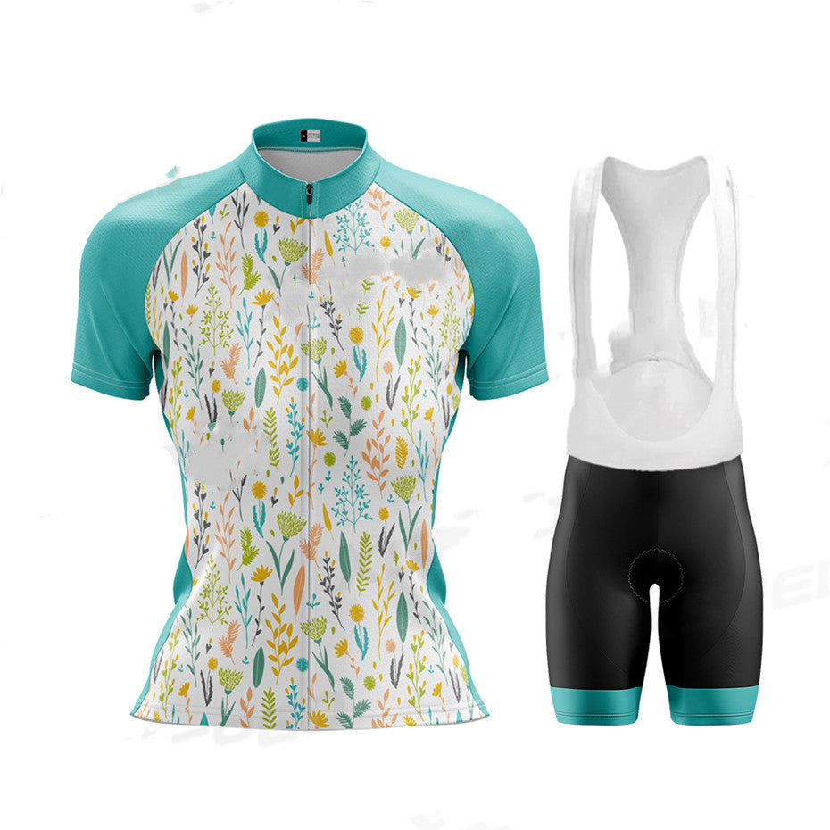 Fashion Ladies Cycling Jersey Women's Sweatshirt Suit Short Sleeve - Blue Force Sports