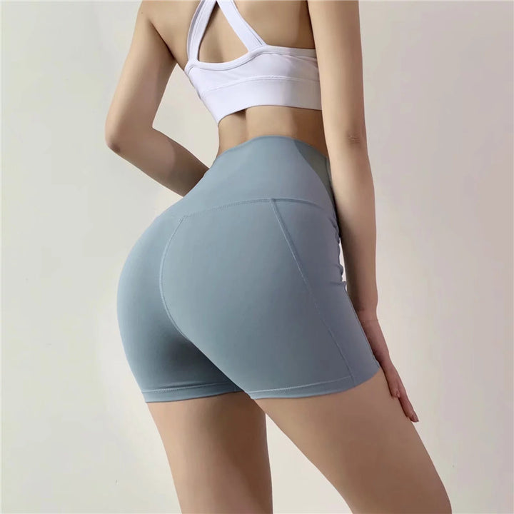 Summer new high waist ladies yoga shorts - Blue Force Sports