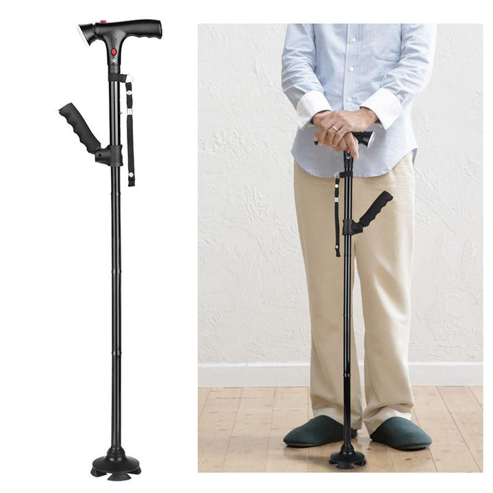 Foldable Crutch Foldable Adjustable Lightweight Aluminum Offset Walking Stick - Blue Force Sports