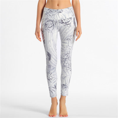 Printed stretch yoga trousers sweatpants - Blue Force Sports