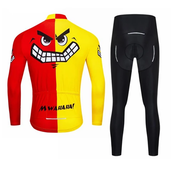 Red skull long sleeve cycling jersey suit - Blue Force Sports