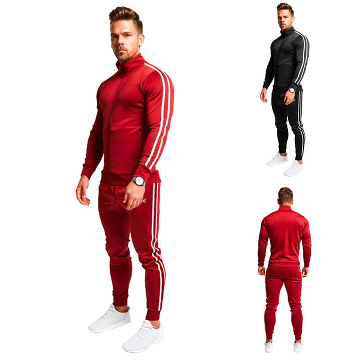 Men's striped long sleeve sweatpants suit - Blue Force Sports