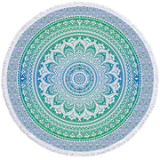 Round Printed Bath Towel Beach Towel Yoga Mat - Blue Force Sports